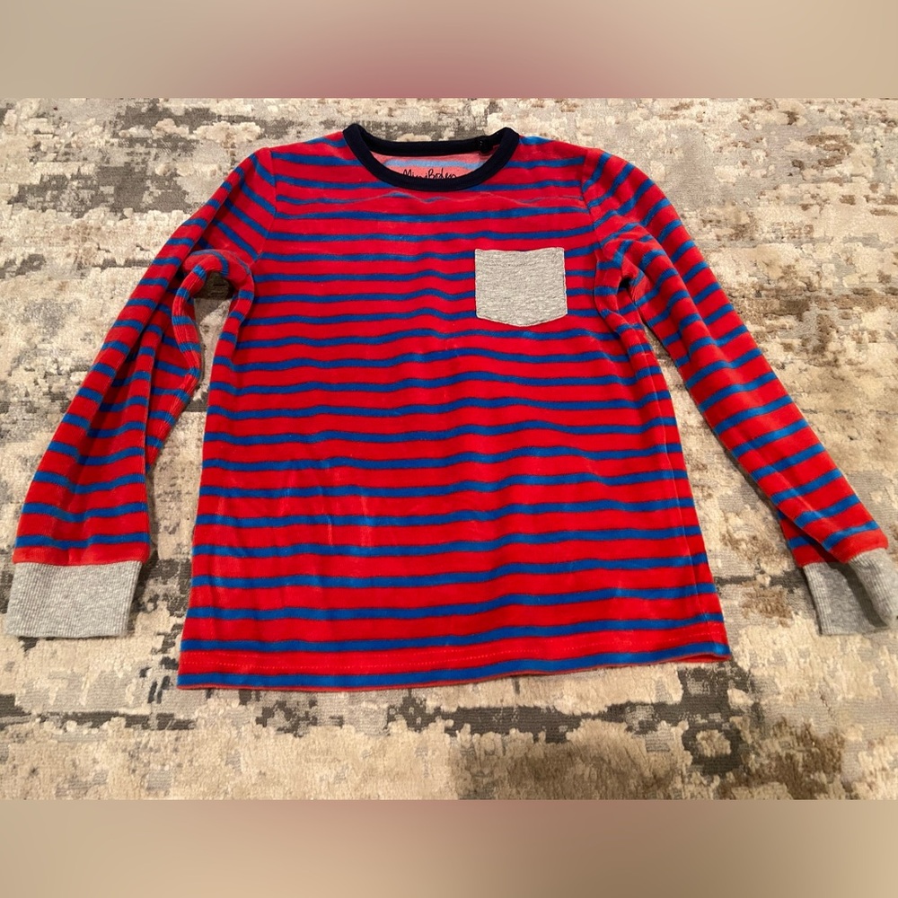Mini Boden velour striped top, boys 7/8
